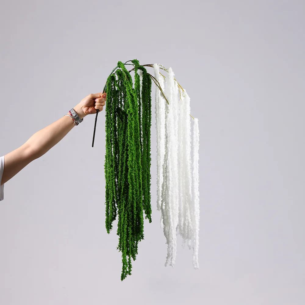 2 pezzi di lana artificiale appesa al riso all'aperto matrimonio verde decorazione arco sfondo parete composizione floreale piante finte