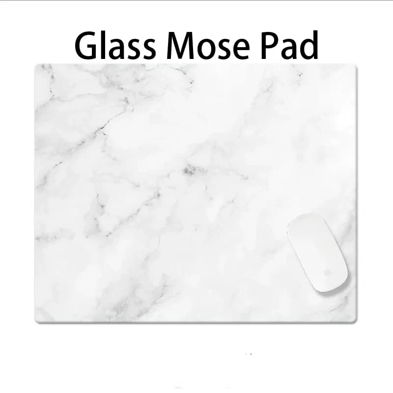 Elegante Tappetino per Mouse da Gaming in Vetro con Texture Marmorizzata, Design Artistico Creativo, Tappetino per Tastiera Laptop per Scrivania Ufficio, Arredo Minimalista