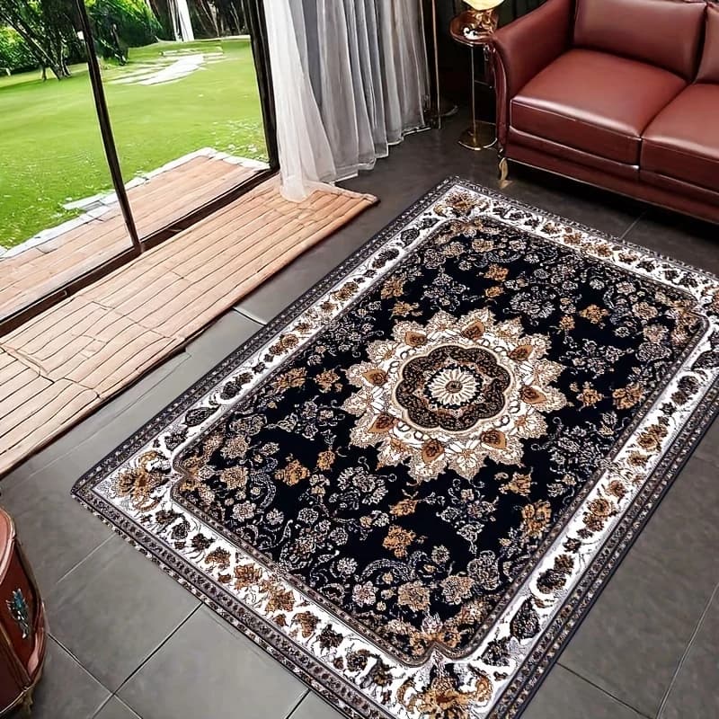 VIKAMA Tappeto Decorativo in Stile Bohemien con Motivi Eleganti, Lavabile in Lavatrice, per Bagno, Soggiorno e Camera da Letto