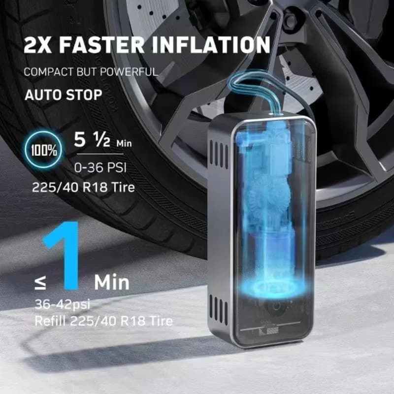 Compressore d'Aria Portatile Senza Fili, Gonfiatore Elettrico per Pneumatici Auto, Ricarica Rapida, Batteria 15000mAh, Alta Potenza 45W