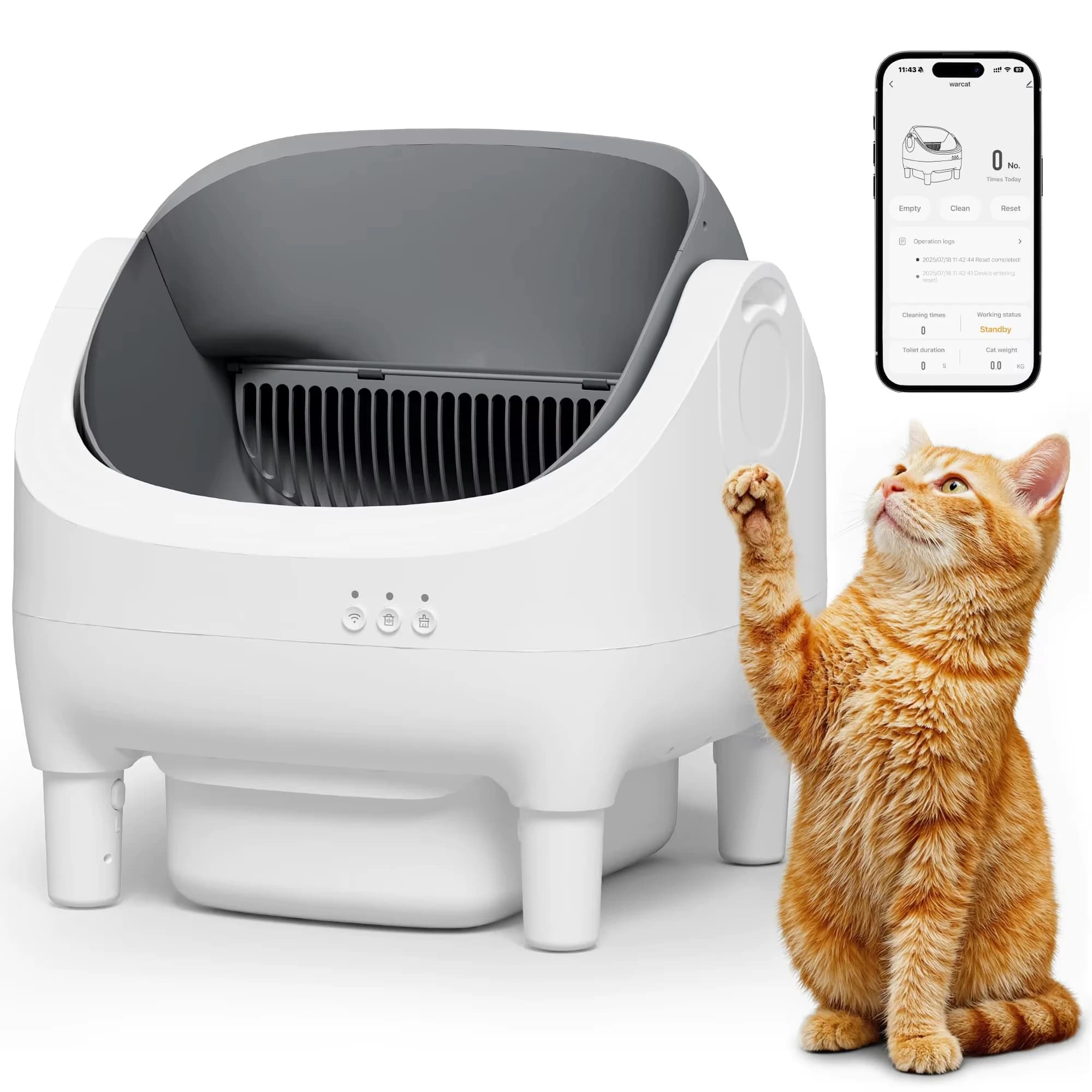 Lettiera Automatica Intelligente per Gatti in Plastica Autopulente con Sensore, Protezione di Sicurezza, Monitoraggio della Salute e Sistema di Controllo degli Odori OEM