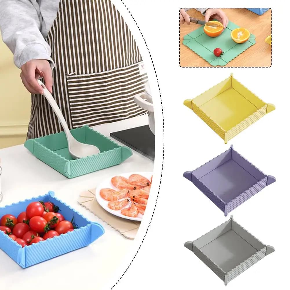 Multifunctional Foldable Magnetic Silicone Mat, Heat Resistant Non-Slip Trivet, Portable Folding Cutting Board Plate for Kitchen