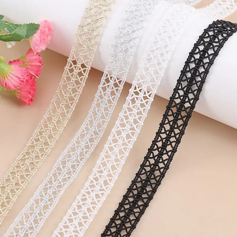 New 5Meters/196.85In New Style Lace Trim for Clothing Accessories DIY Pajamas Curtain Lace Clothing Accessories Double Checkered Figure-Eight Lace Trim