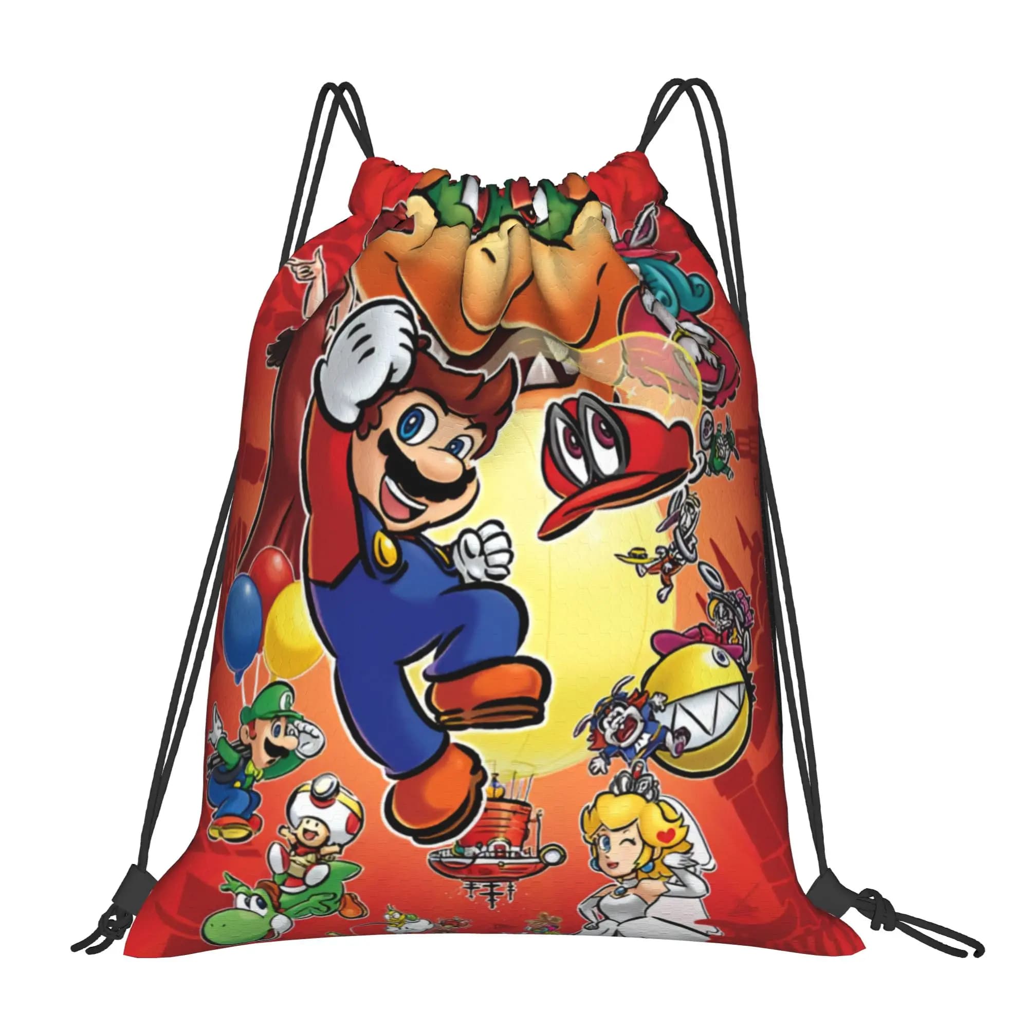 Custom M-Marios Drawstring Backpack Sports Gym Bag for Women Men Anime Adventure Game Training Sackpack