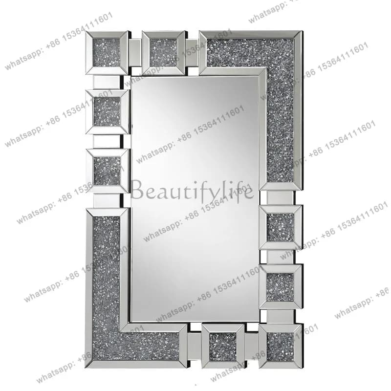 Specchio da bagno europeo di lusso leggero, quadrato, da parete, per lavabo, trucco, ingresso, decorativo 2117