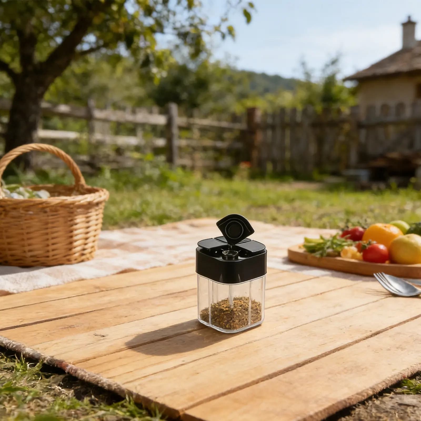 Set di dispenser per spezie portatili da 2 pezzi, contenitore per condimenti multi-scomparto 4 in 1, ermetico e a tenuta stagna, per campeggio, escursionismo, picnic, barbecue