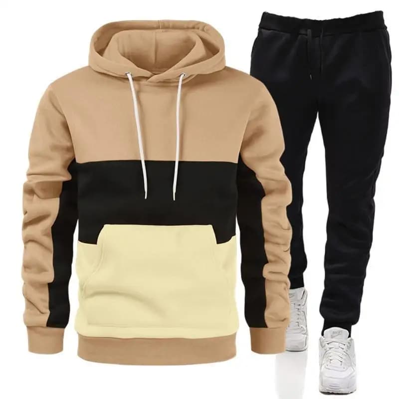 Men's Colored Hoodie, Long Sleeved Casual Sports Set, Long Sleeved Shorts for Autumn Season