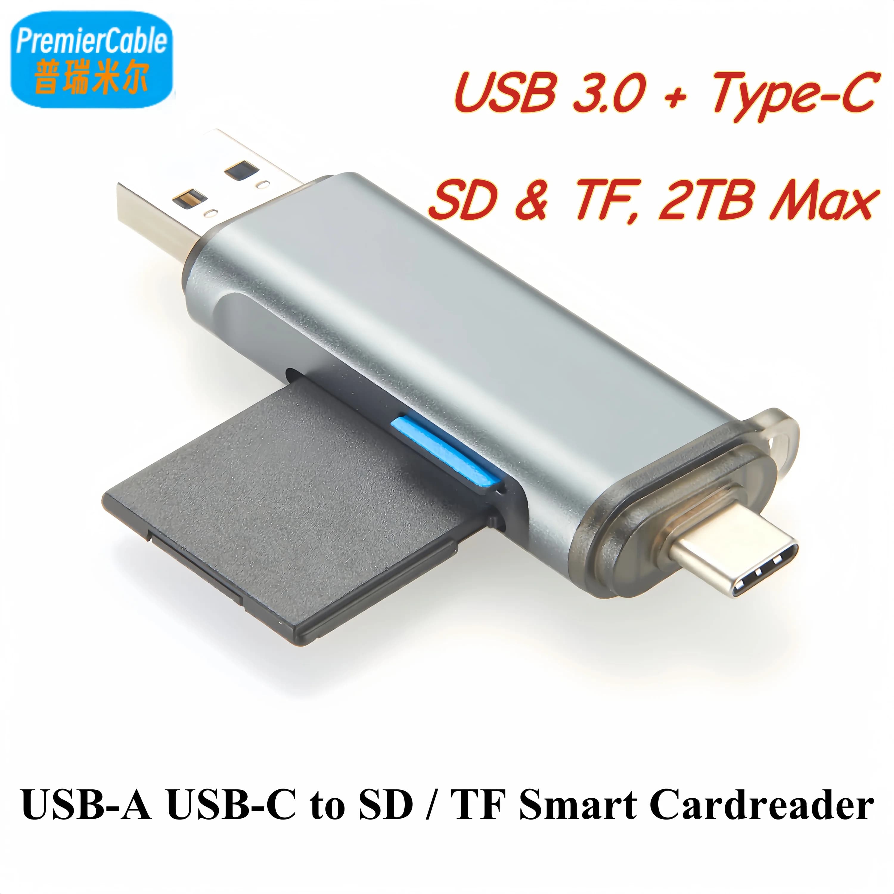 Adattatore per scheda di memoria da USB-A da USB-C a SD/TF, hub lettore di schede USB 3.0 2 in 1, lettore di schede intelligente da 5 Gbps da 2 TB per telefono portatile MacBook