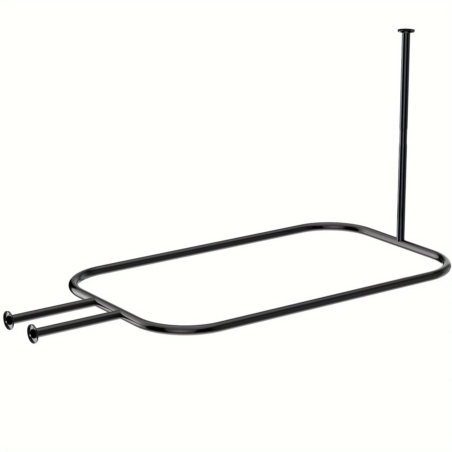 Asta per tenda doccia ovale in lega di alluminio, forma quadrata, per bagno, 58,3"x 24", per vasca con piedini a zampa di leone e vasche autoportanti