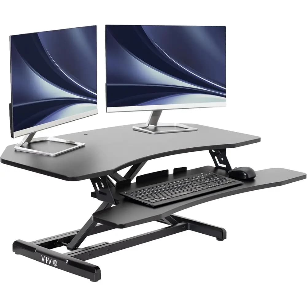 Convertitore per Scrivania Regolabile in Altezza con Doppio Monitor, 38 Pollici, Postazione di Lavoro Sit-Stand a Cambio Rapido