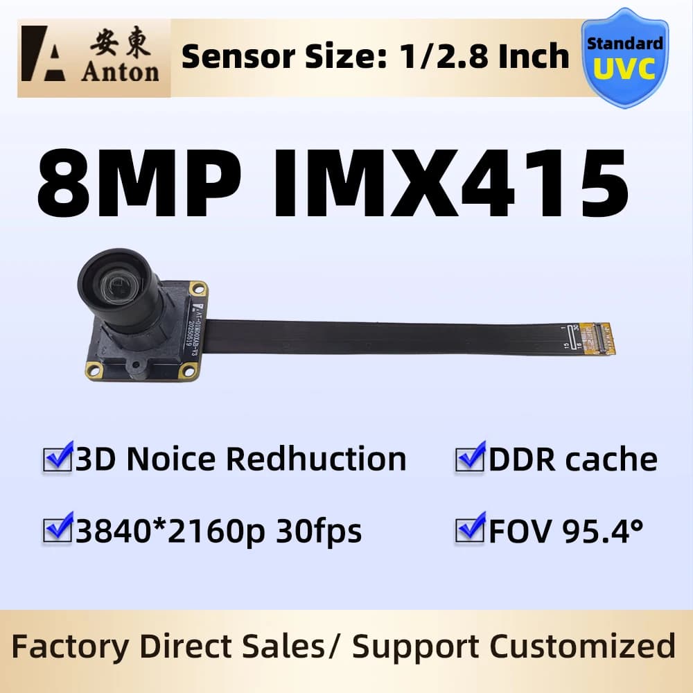 Module Camera 8MP IMX415 MiPi 95.4 ° Module Industrial Camera FPC 4K UVC No Distortion for Lightburn