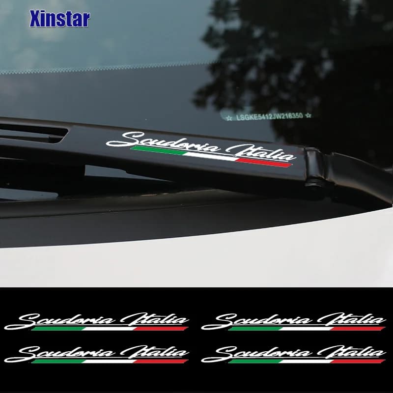 4Pcs Scuderia Italia Car Windshield Wiper Sticker For Fiat 500 Abarth 595 695 Side Skirt Decal Graphic Accessories