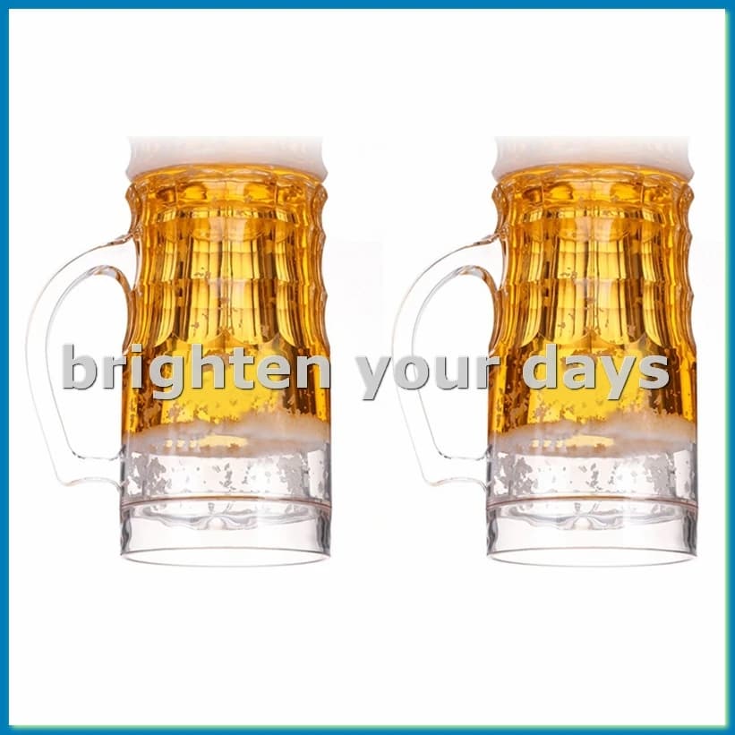 Bicchieri da Birra, 420ml Doppio Strato Divertente, Boccale Finto Doppio con Mezzanino, Boccale da Birra con Manici-A63M