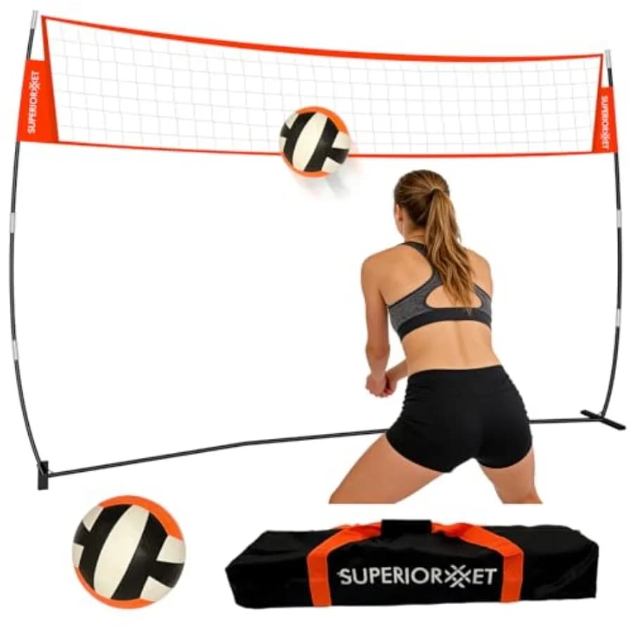 Sistema di Rete da Pallavolo Portatile per Giardino, Spiaggia e Pratica all'Aperto: Pali Rinforzati, Altezza Regolabile, Resistente ai Raggi UV e Antistrappo M