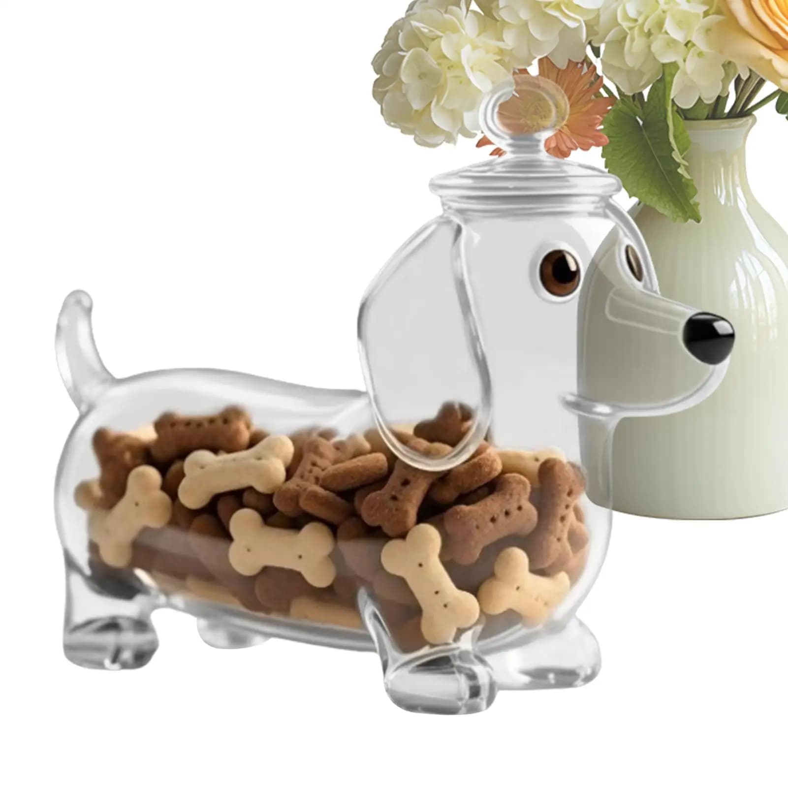 Contenitore per alimenti per cani Contenitori per alimenti in vetro Contenitori per alimenti a forma di animale Contenitore per snack Dispenser per biscotti Cucina Viaggi a casa all'aperto