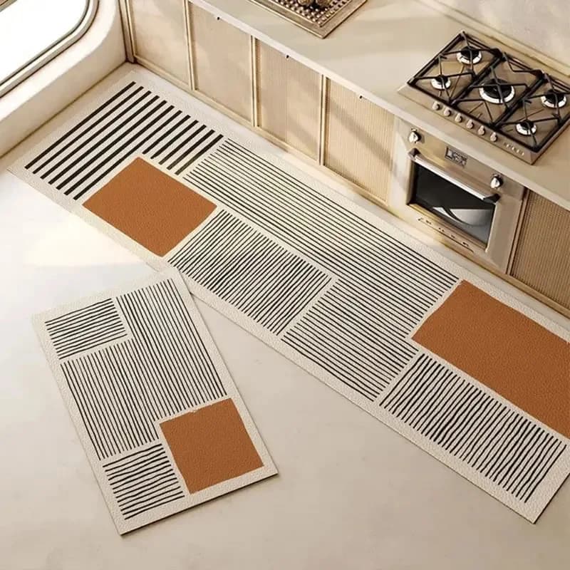 VIKAMA 1/2 Pezzi Tappetino da Cucina Wabi-Sabi Antiscivolo Impermeabile in Diatomite, Tappeto Assorbente ad Asciugatura Rapida Anti-Olio per Arredamento Casa