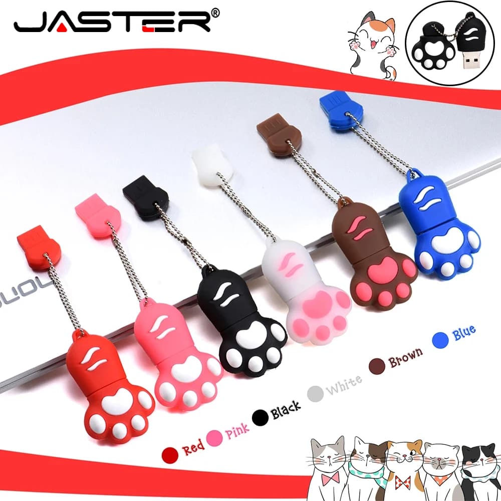 Simpatico gattino USB USB 2.0 Flash Drive Mini Memory Stick Regalo creativo Chiavetta USB Dare Portachiavi Pendrive Disco U colorato 64 GB 32 GB