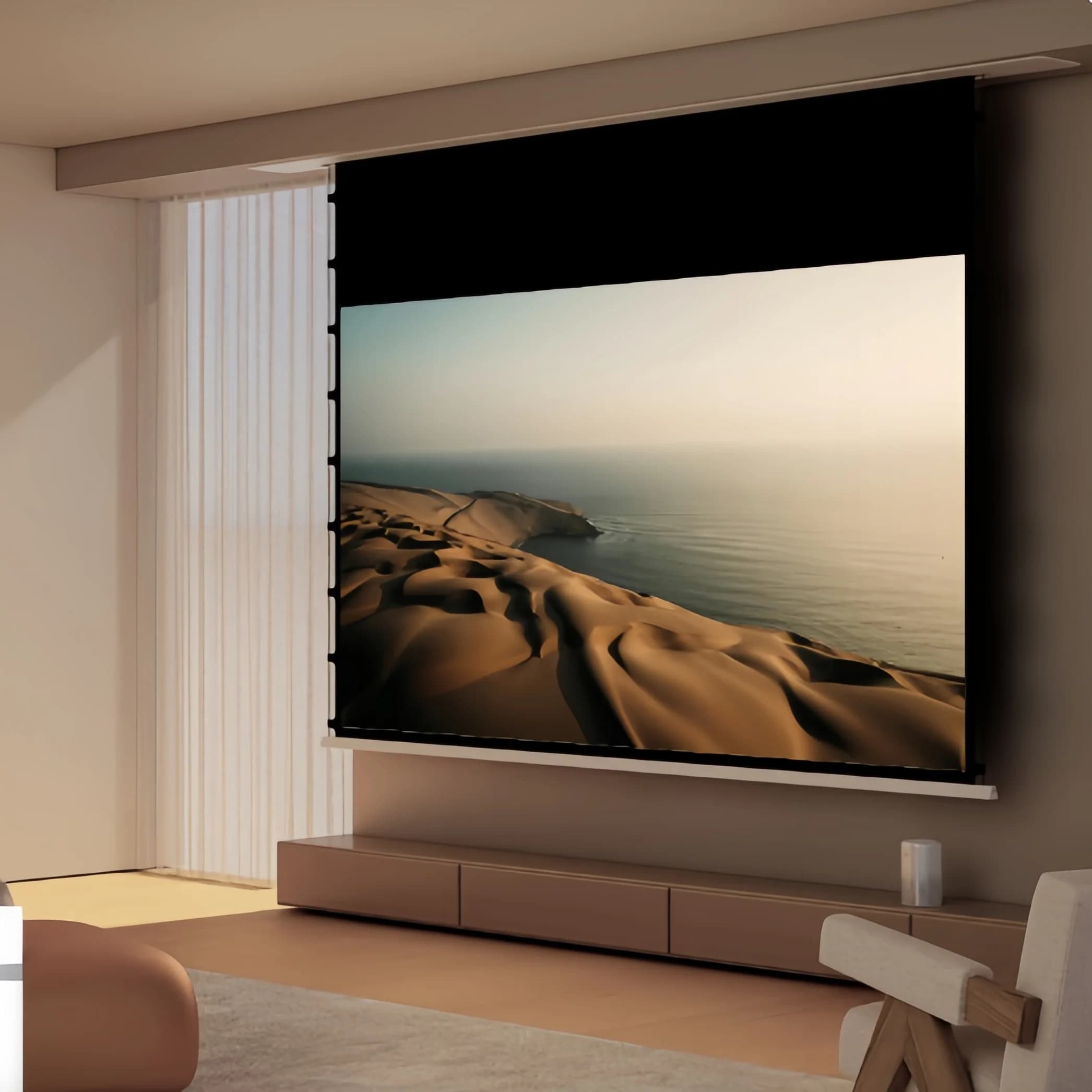 Schermo per Proiettore Motorizzato Elettrico a Scomparsa da Soffitto Mivision 8K con Telecomando e Tecnologia Anti-Luce Ambientale