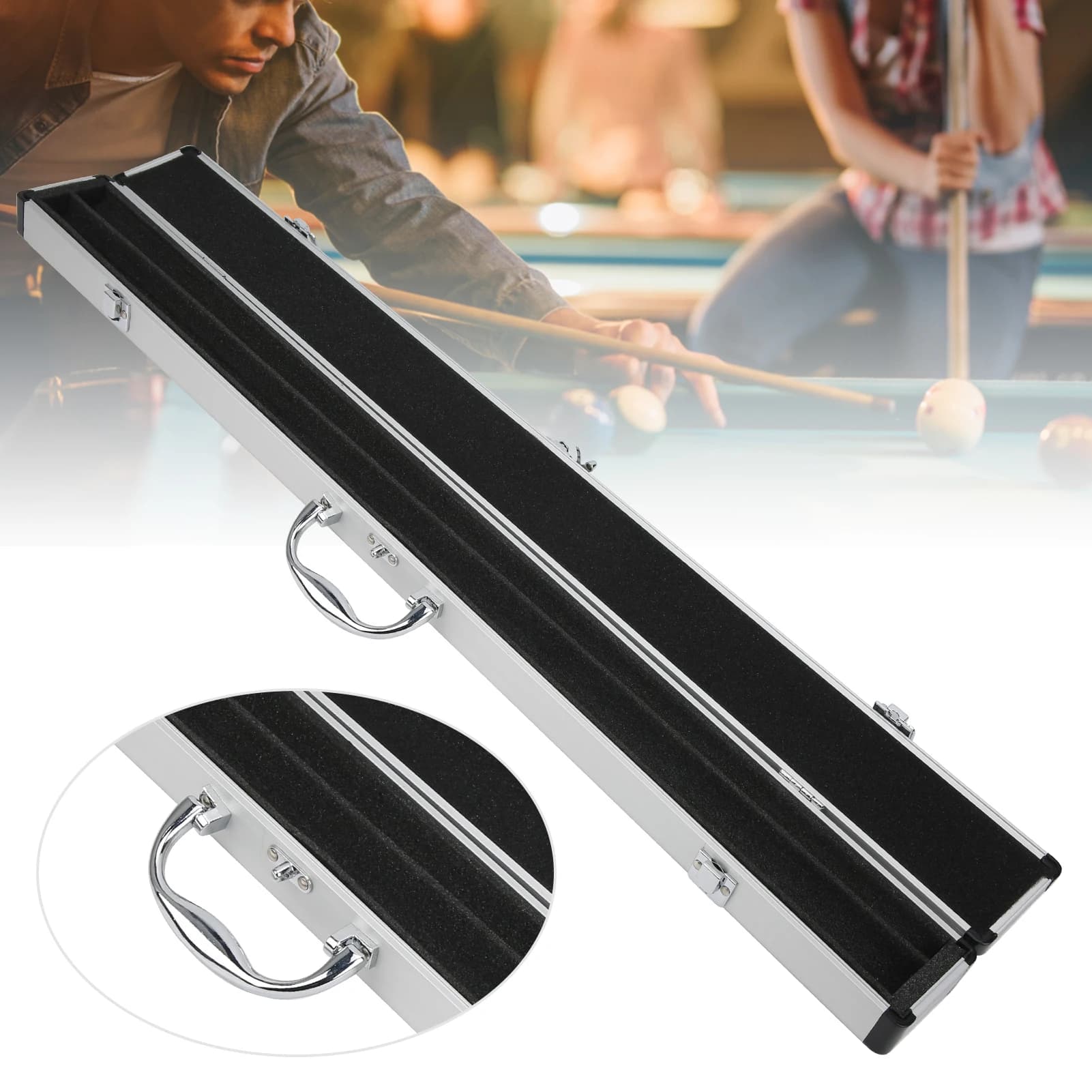 Custodia per Stecca da Biliardo 1/2, Custodia Morbida con Rivestimento in Schiuma per Stecca da Snooker e Pool, Portaoggetti per Trasporto, Accessorio per Biliardo