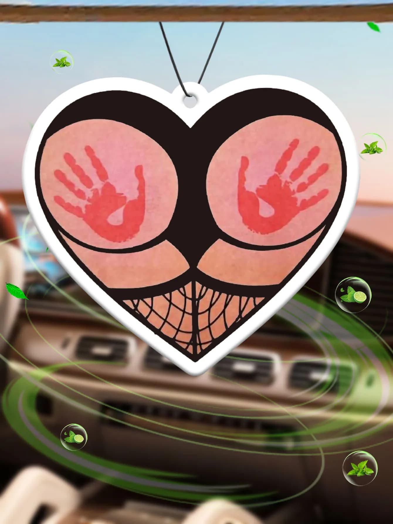 Profumatore per Auto con Stampa di Mani Rosse Sexy su Entrambi i Lati dei Glutei, in Calze a Rete Sexy, Deodorante per Armadio, Profumo, Decorazione per Specchietto Retrovisore, Ciondolo per Interni Auto, Profumo Naturale per Purificare l'Aria, Sacchetto Profumato Anime Cartoon per WC, Ornamento da Appendere per Soggiorno, Ufficio, Camera da Letto