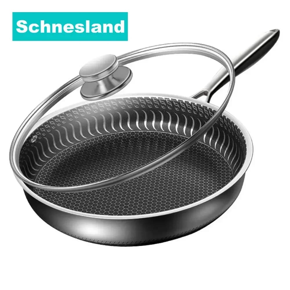 Padella da 26 cm con coperchio Padelle in acciaio inossidabile 316 Padella Wok antiaderente non rivestita Padella a nido d'ape a doppia faccia