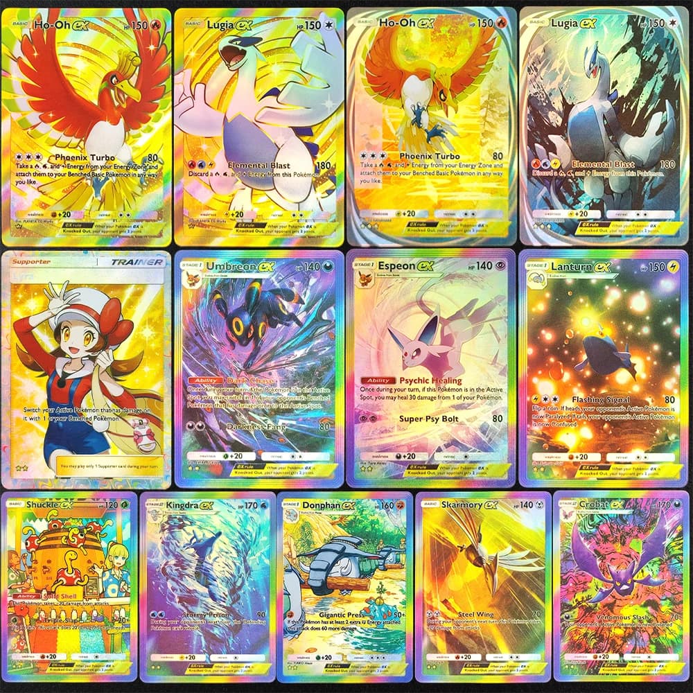 DIY TCG Pocket English Wisdom of Sea and Sky A4 Umbreon Espeon Lugia Ho-Oh Lanturn Crobat Skarmory Donphan Game Card Toy
