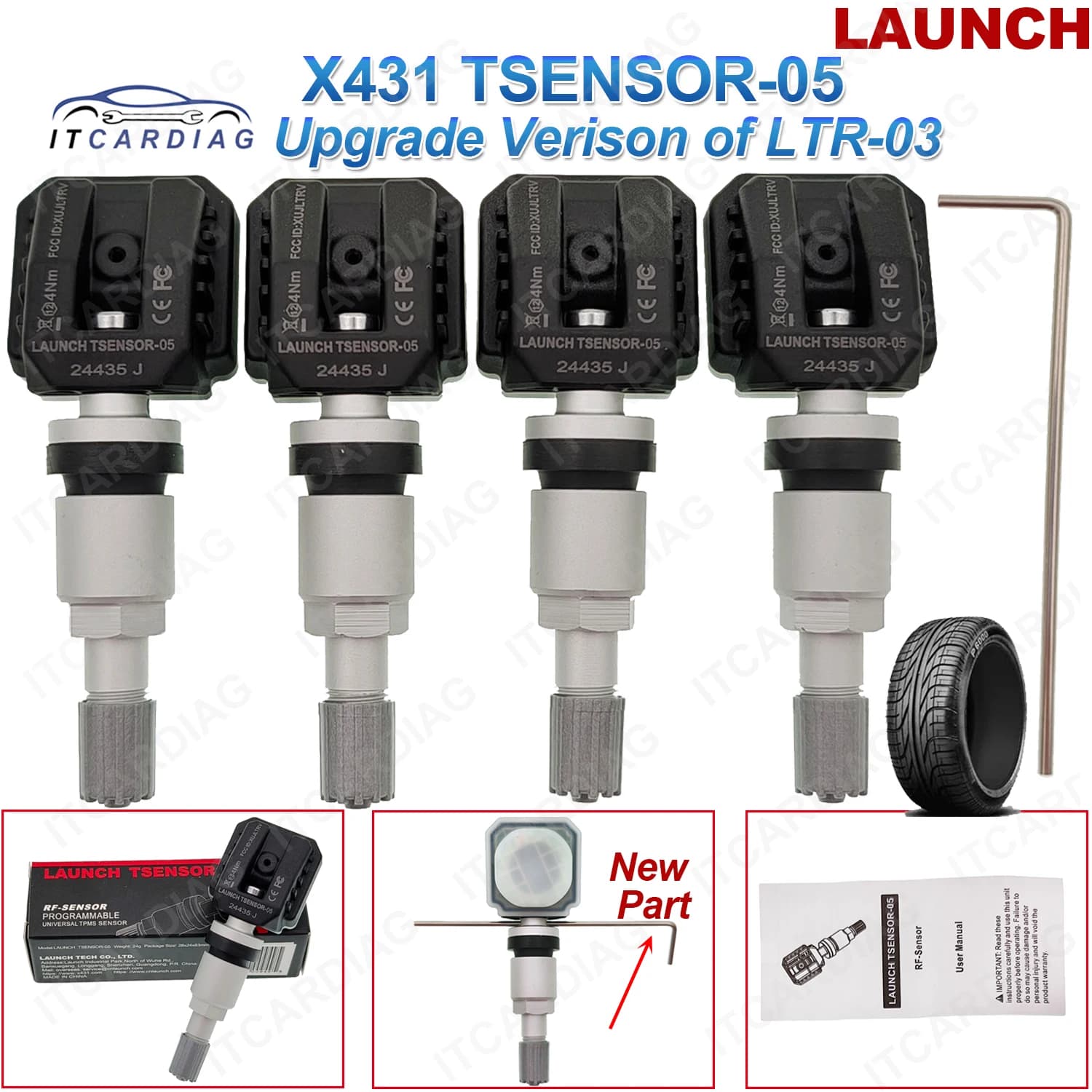 Il più recente LAUNCH X431 TSENSOR-05 2In1 TPMS rf-Sensor 31 e 433MHz Strumento di riparazione della pressione dei pneumatici per auto automobilistica aggiornamento dei sensori LTR 03