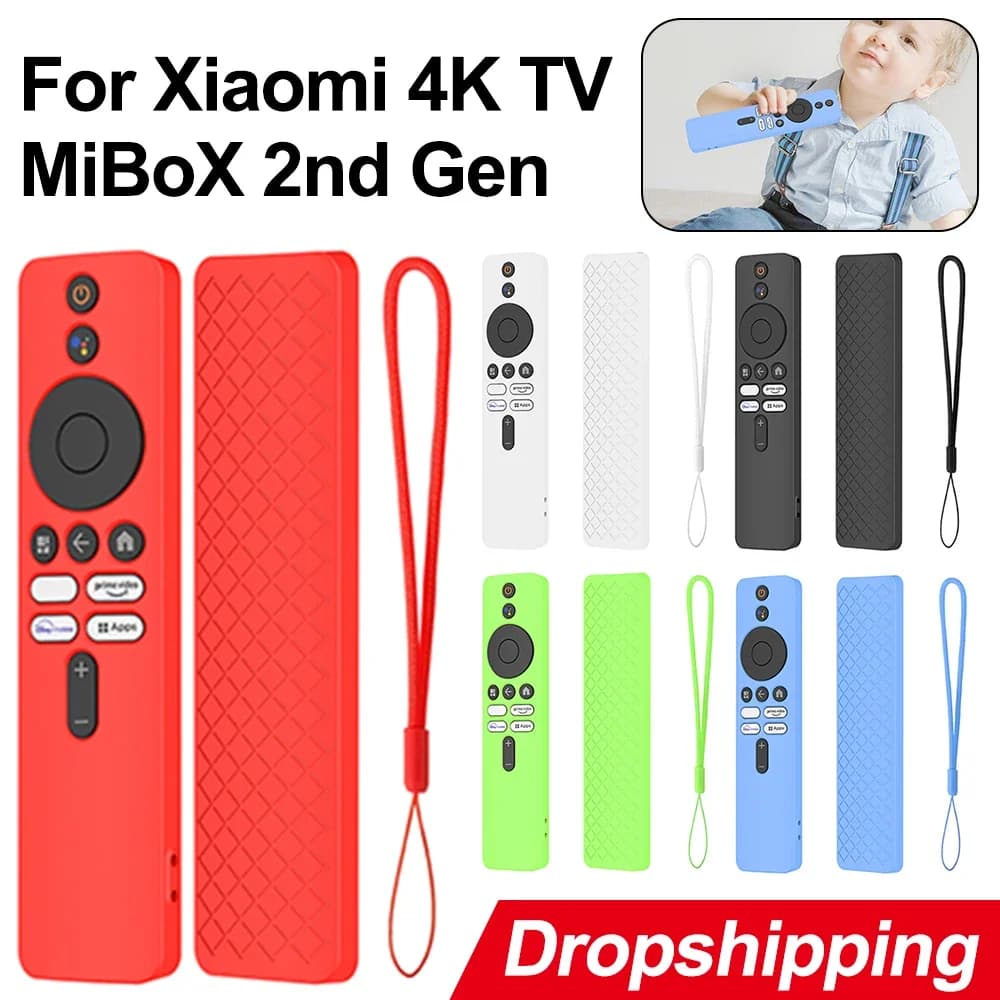 Guscio a prova di caduta con cordino protezione della copertura del telecomando accessori antiscivolo antiurto per Xiaomi 4K TV MiBoX 2nd Gen