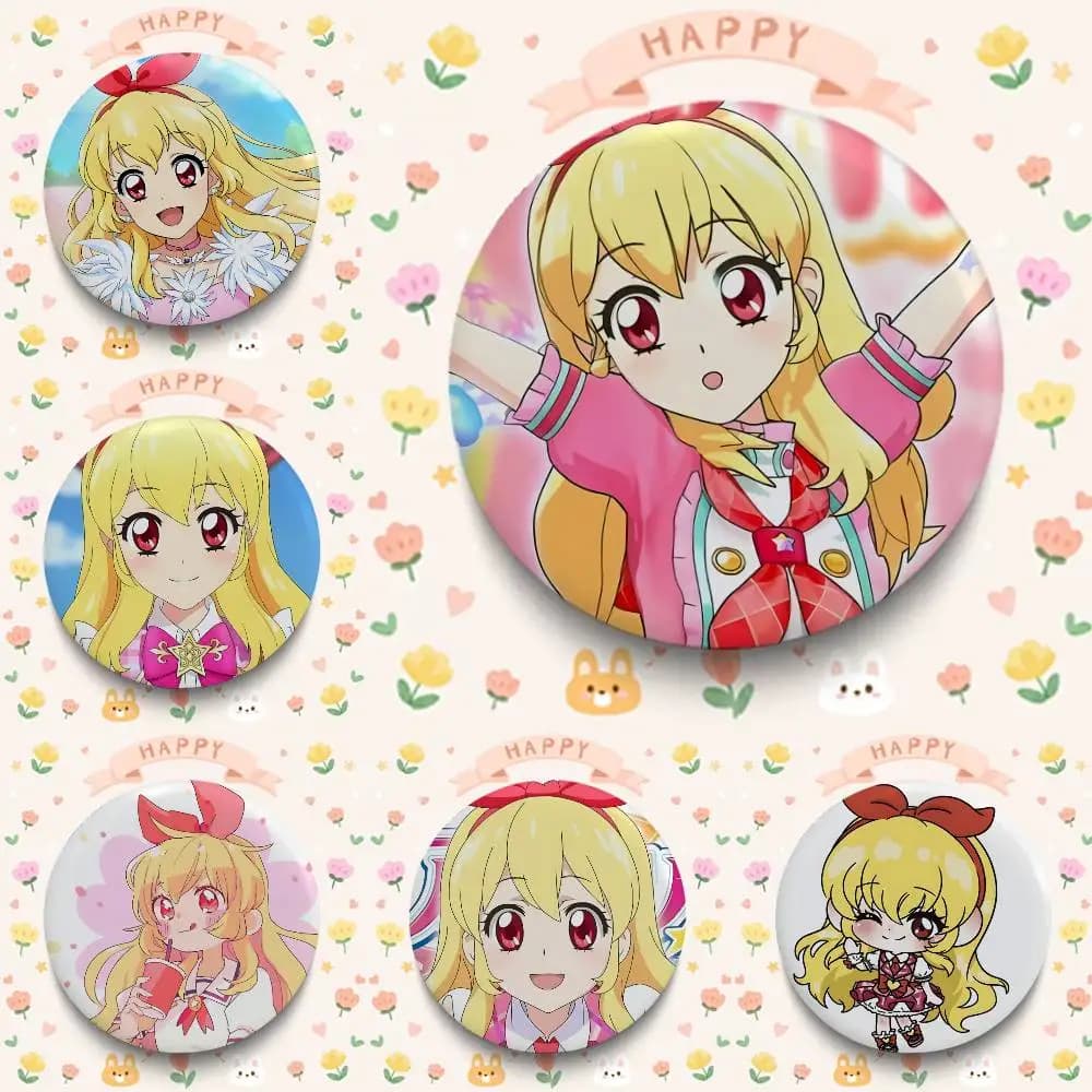 Spilla a bottone fatta a mano Aikatsu Anime per vestiti, distintivo a cartone animato, decorazione per zaino, accessori gioiello S