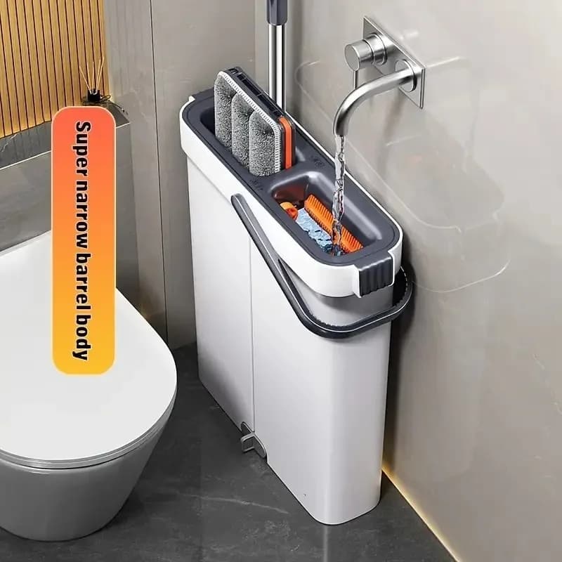 JOYBOS Set scopa e secchi piatti con rotazione da 40 cm - 360 ° Pulizia della separazione a secco e umido per piastrelle di legno duro/laminato/vinile