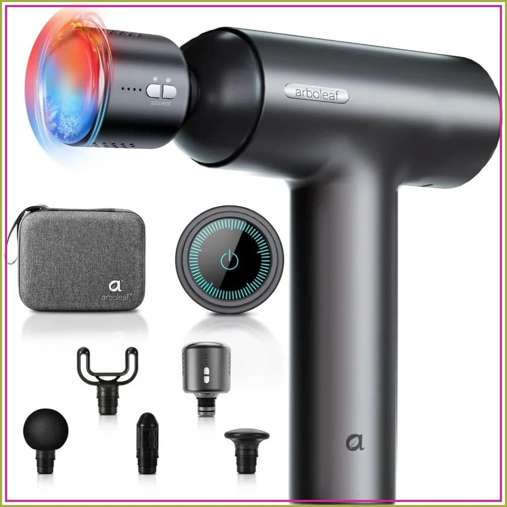 Thermacool Massage Gun with Heat & Cold, 6 Speeds Deep Tissue Percussion, Portable Case, Muscle Relief for Home Gym Office