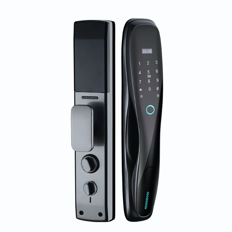 Nuova serratura intelligente WIFI in lega di alluminio grigio con allarme anti-leva blocco password impronta digitale sblocco remoto del telefono cellulare