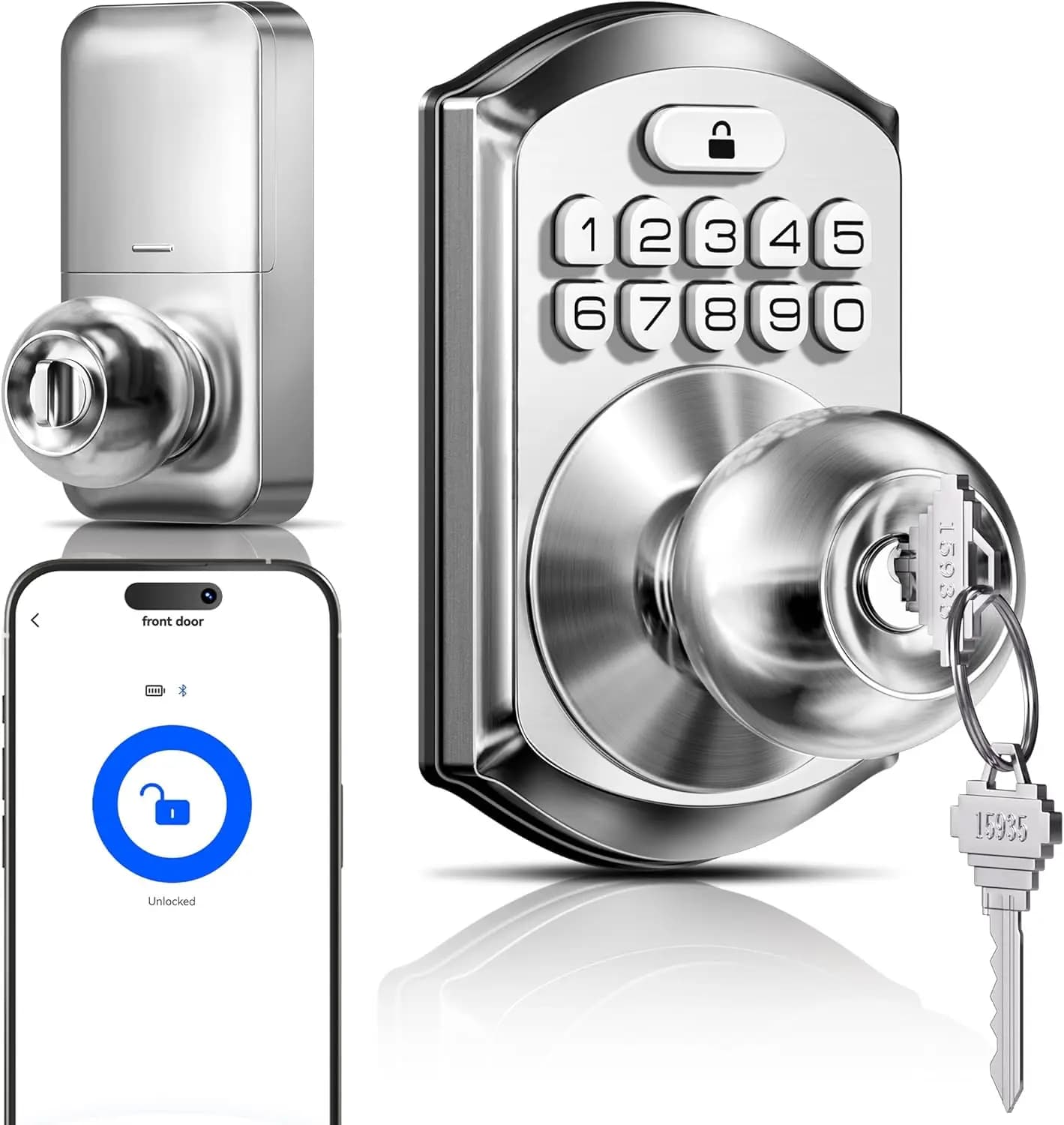 Serratura Intelligente Senza Chiave con Tastierino, Controllo App, Chiusura Automatica, Facile Installazione per Porta d'Ingresso, Camera da Letto, Affitto