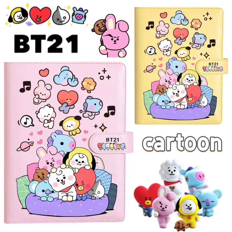 New Creative BT21 Notebook, Cute Cartoon High-Value Fashionable Personality, Student Diary with Horizontal Lines, Gift, Journal