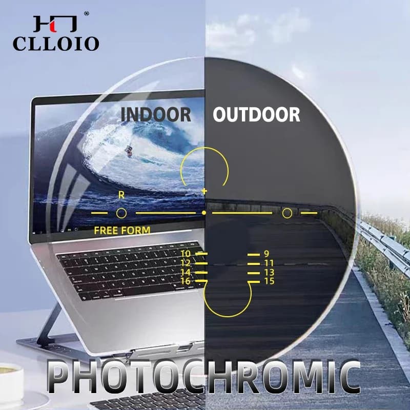 CLLOIO Multifocal Photochromatic Progressive Lens CR-39 Aspherical Glasses lenses Anti Blue Ray UV400 Solar Graduated lenses