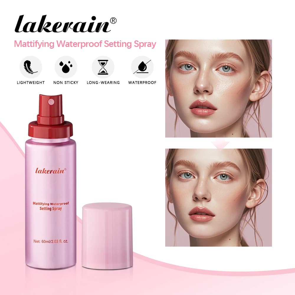 Spray fissante opacizzante impermeabile Base opaca lucida Olio per il controllo del trucco Spray fissatore per trucco impermeabile non appiccicoso per tutte le pelli
