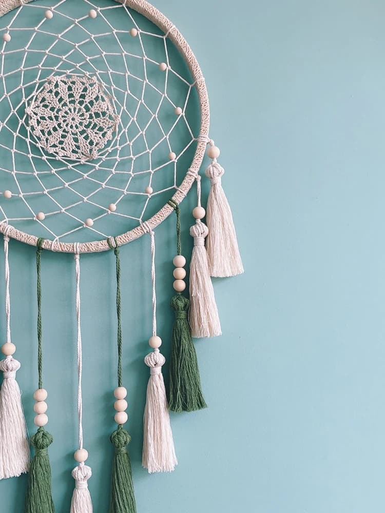 Nordic Style Handwoven round Dream Catcher Wall Hanging Tapestry Bohemian Bedroom Decoration Cotton Craft Finished Product