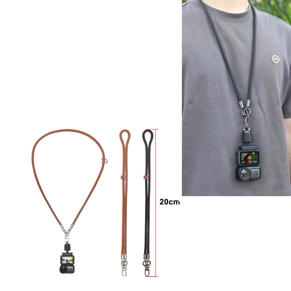 Corda per il collo della fotocamera per DJI Osmo Nano Thumb Fotocamera sportiva Corda per incrocio diagonale a sgancio rapido Corda di sicurezza Nero Marrone