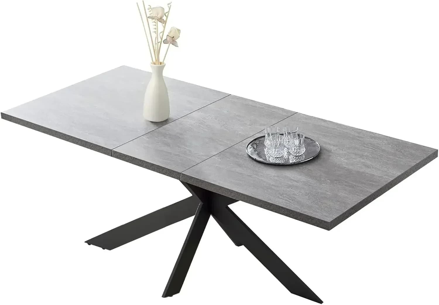 Set Tavolo da Pranzo Moderno per 6-8 Persone, per Sala da Pranzo, Set Tavolo da Cucina con Gambe in Acciaio