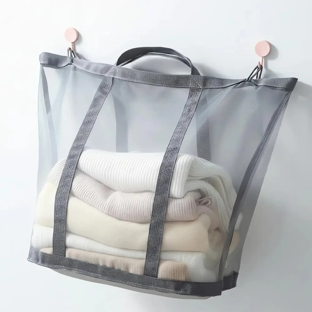 Cesto per Bucato Pieghevole da Parete, Cesto in Rete Collassabile da 41L, Borsa Portaoggetti Sospesa per Bagno, Dormitorio, Viaggi, Spiaggia, Campeggio