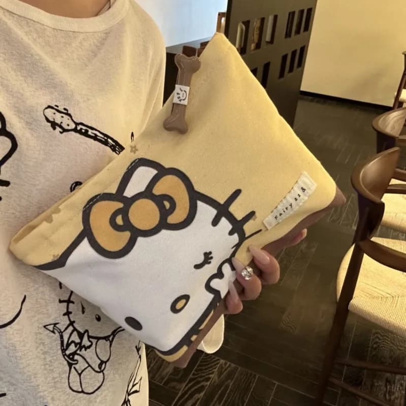 Borsa per cosmetici Kawaii Sanrio Hello Kitty per donna Borsa per riporre cancelleria portatile di grande capacità Borsa per auricolari Portamonete Regali