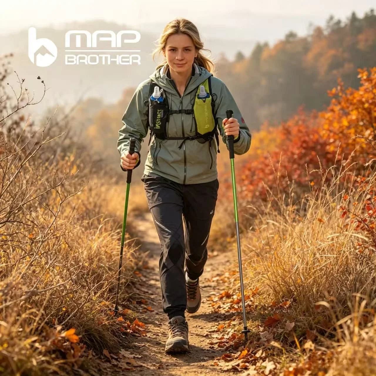 2pcs N-Pole Folding Quick Lock All Types of Hiking Trekking Pole Ourdoor Camping Walking Sticks Summarizing 110cm 120cm