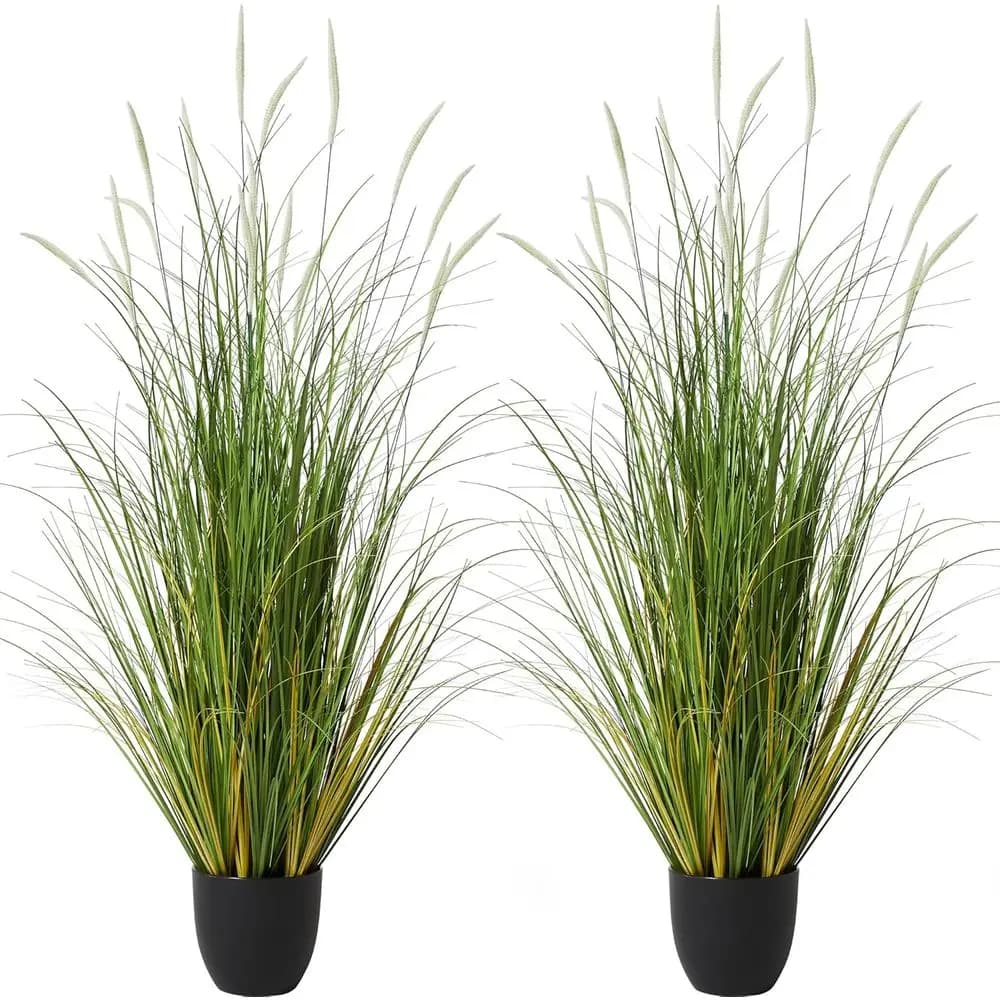 Confezione da 2 Piante Artificiali di Cattail, Altezza 47,2 cm, Decorative per Interni ed Esterni, Ideali per Casa, Ufficio, Matrimoni