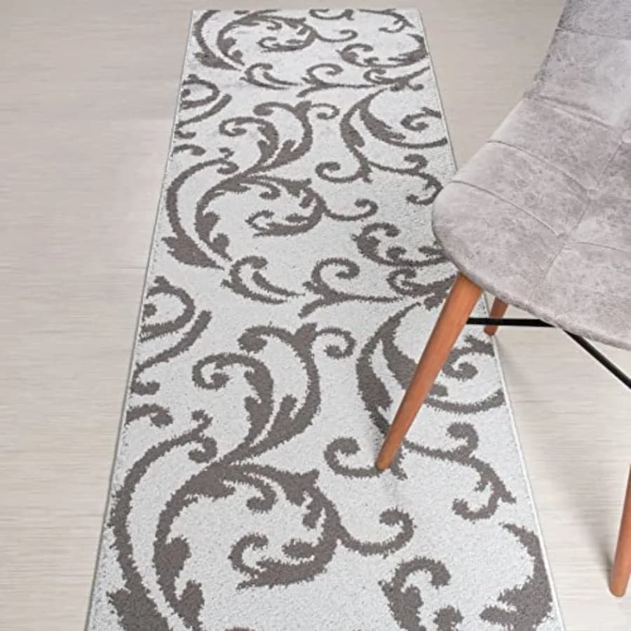 Tappeto passatoia moderno antiscivolo con motivo floreale, lunghezza personalizzabile, per ingresso, corridoio, cucina, lavanderia, 26 pollici x 20 piedi, Sier