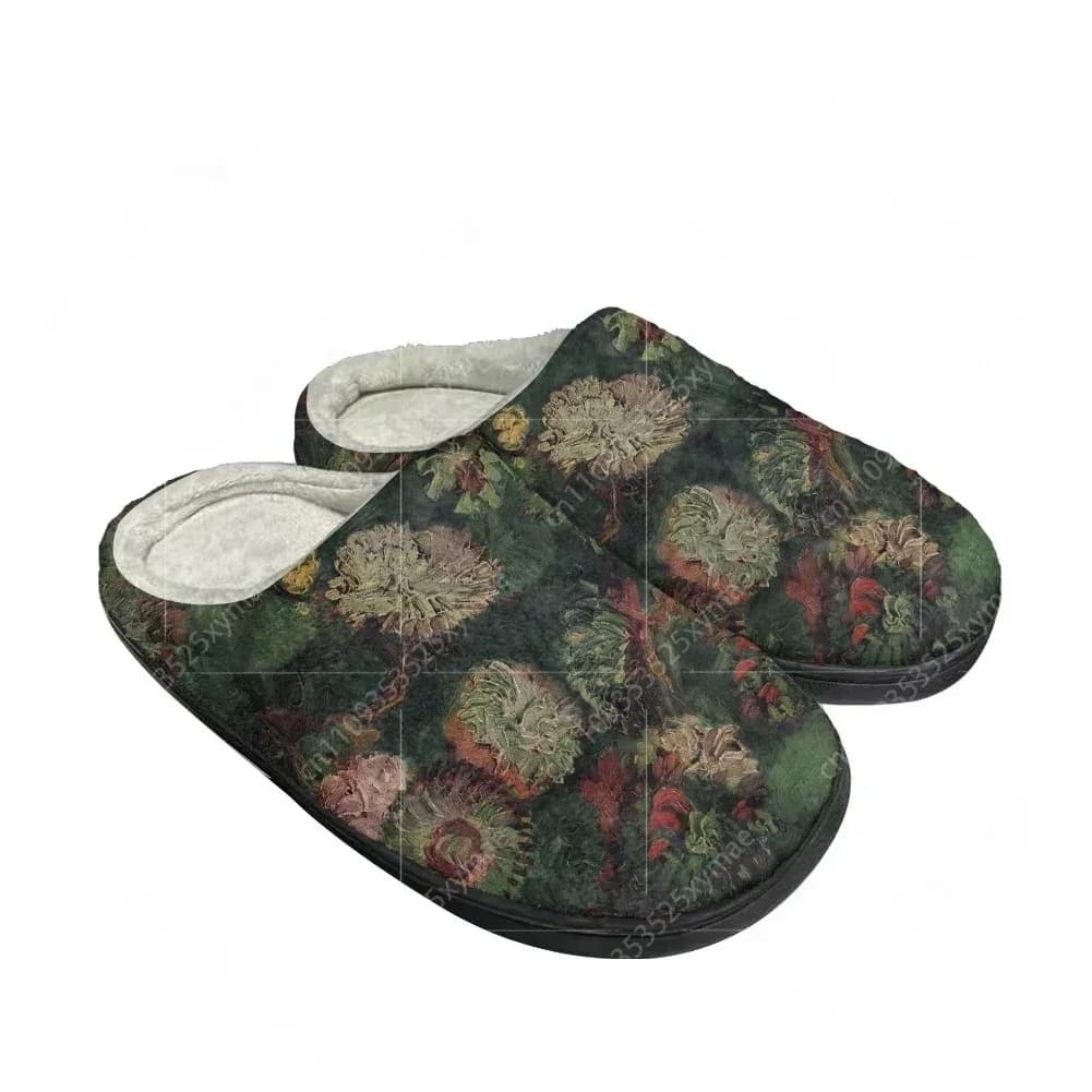 Hot Cartoon Van Gogh Fashion Cotton Custom Slippers Mens Women Teenager Plush Casual Keep Warm Shoes Thermal Comfortable Slipper