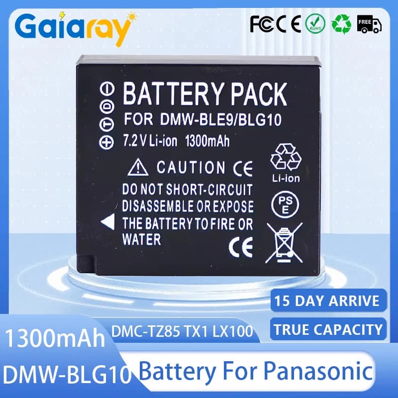 DMW-BLG10 BLG10E Camera Battery 7.2V 1300mAh Rechargeable Battery for Panasonic LUMIX DMC-TZ85 TX1 LX100 GX85 GF6 GX7 ZS110 ZS70