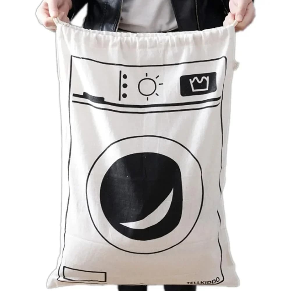 Grandi vestiti per bucato in cotone e lino, giocattoli, stoccaggio, tessuto stampato, borsone con coulisse, borse per organizer per vestiti sporchi, 60 × 80 cm