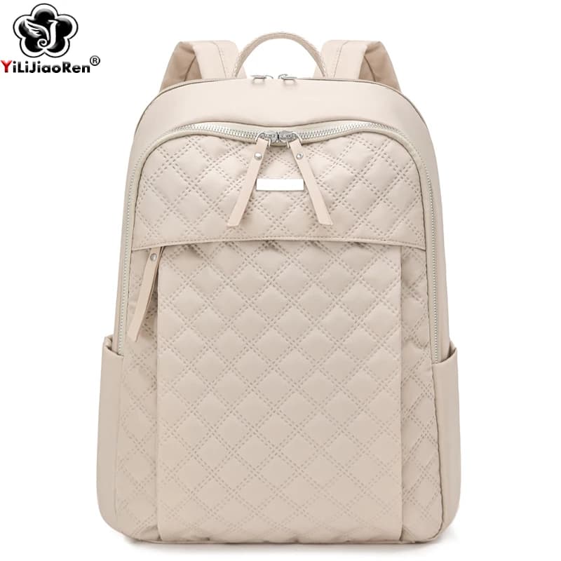 Fashion Plaid Backpack Women Waterproof Nylon Daypack Large School Bag Ladies Commuter Laptop Bag Lightweight Travel Rucksack
