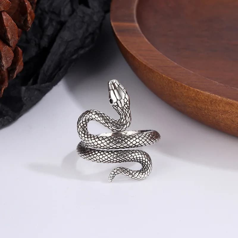 Anello a Forma di Serpente Esagerato, Stile Punk, Placcato in Argento S925, Anello Avvolgente a Forma di Serpente, Gioielli alla Moda