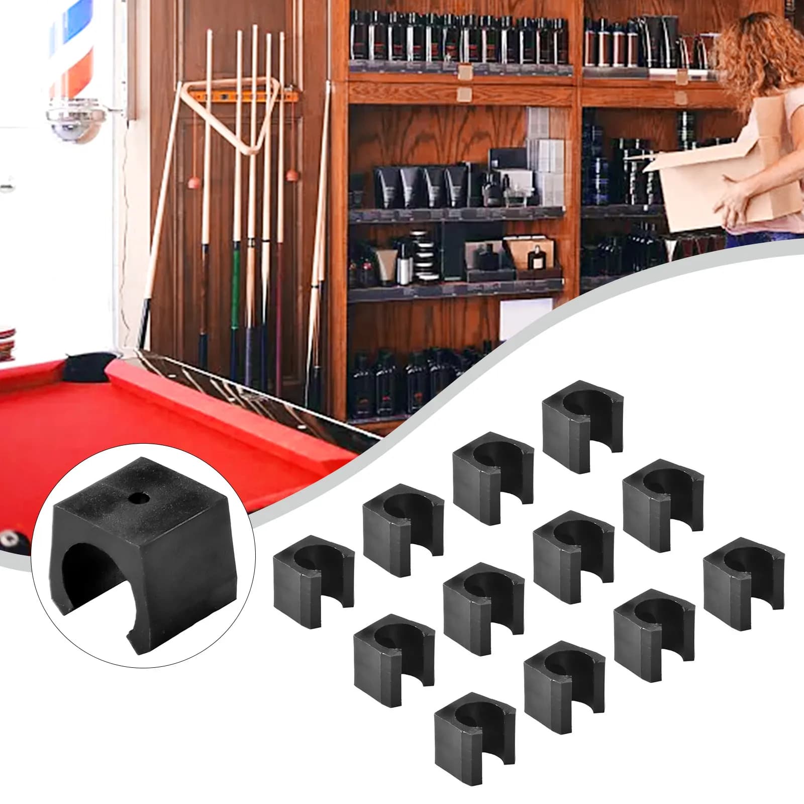 Supporto per Stecche da Biliardo Montabile su Rastrelliera, Kit di Ricambio per Stecche da Biliardo, Set di 12 Pezzi